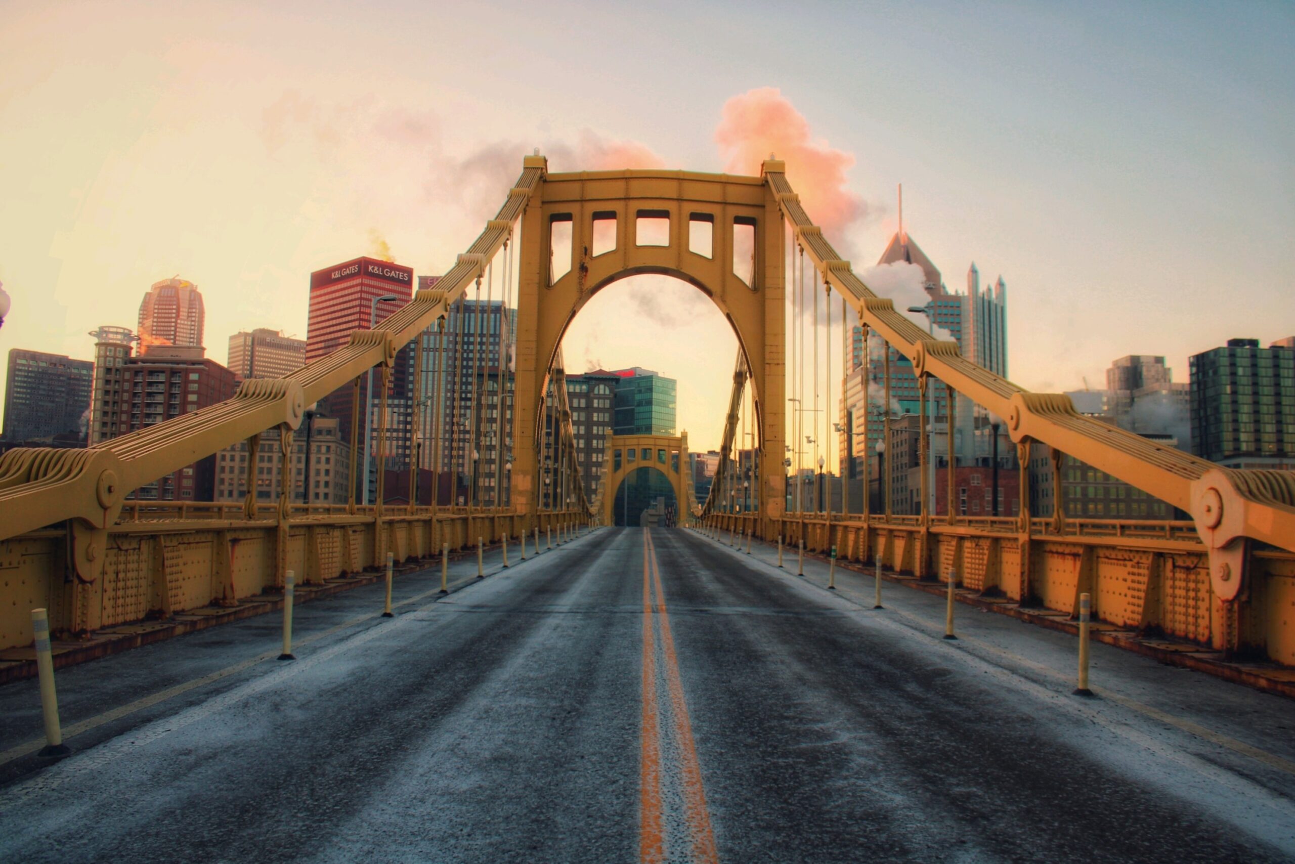 Pittsburgh bridge in the sunset